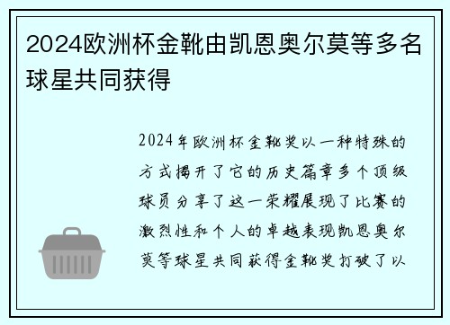 2024欧洲杯金靴由凯恩奥尔莫等多名球星共同获得
